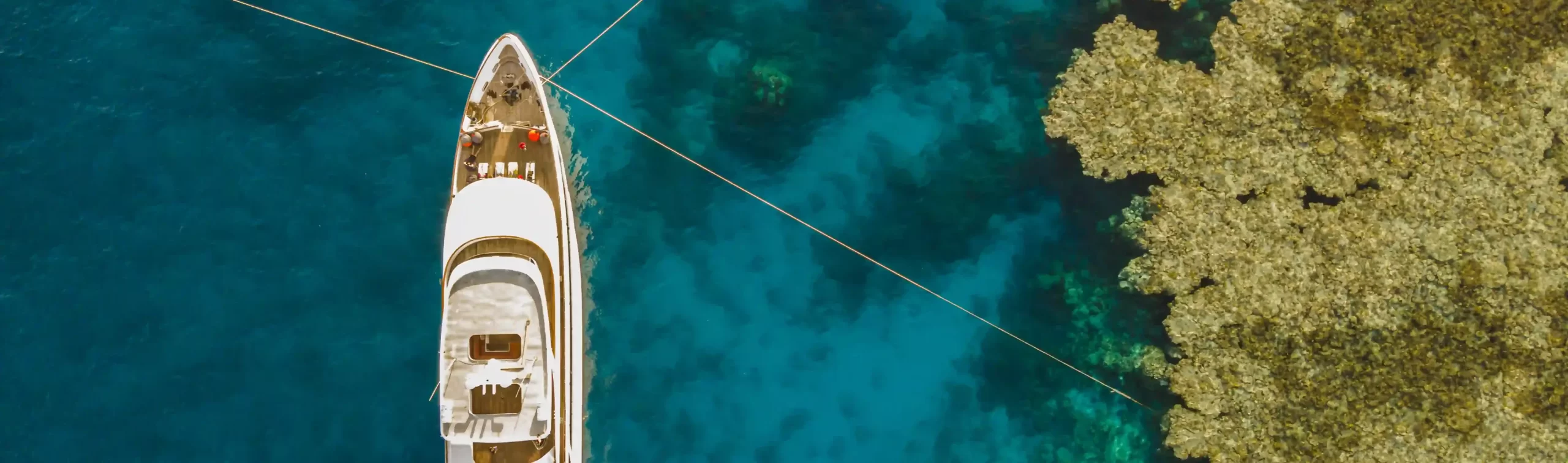 Aerial view of a dive boat in Djibouti – top Red Sea liveaboard experience.