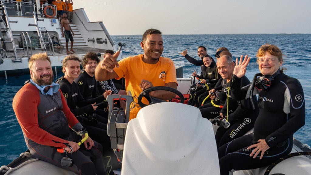 A Group of people getting ready for Red Sea Liveaboard Diving
